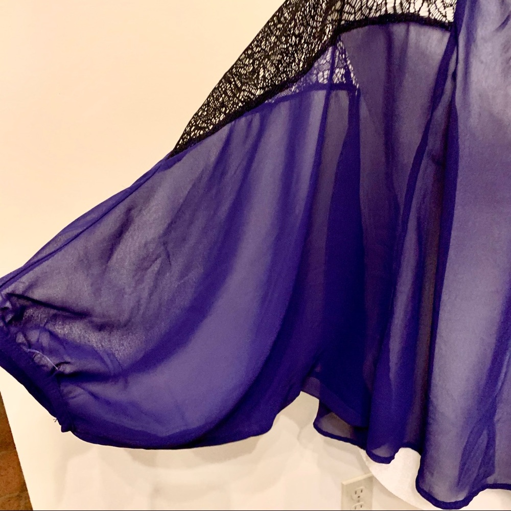 Lush sheer purple top with 3/4 dolman sleeves - Picture 5 of 6